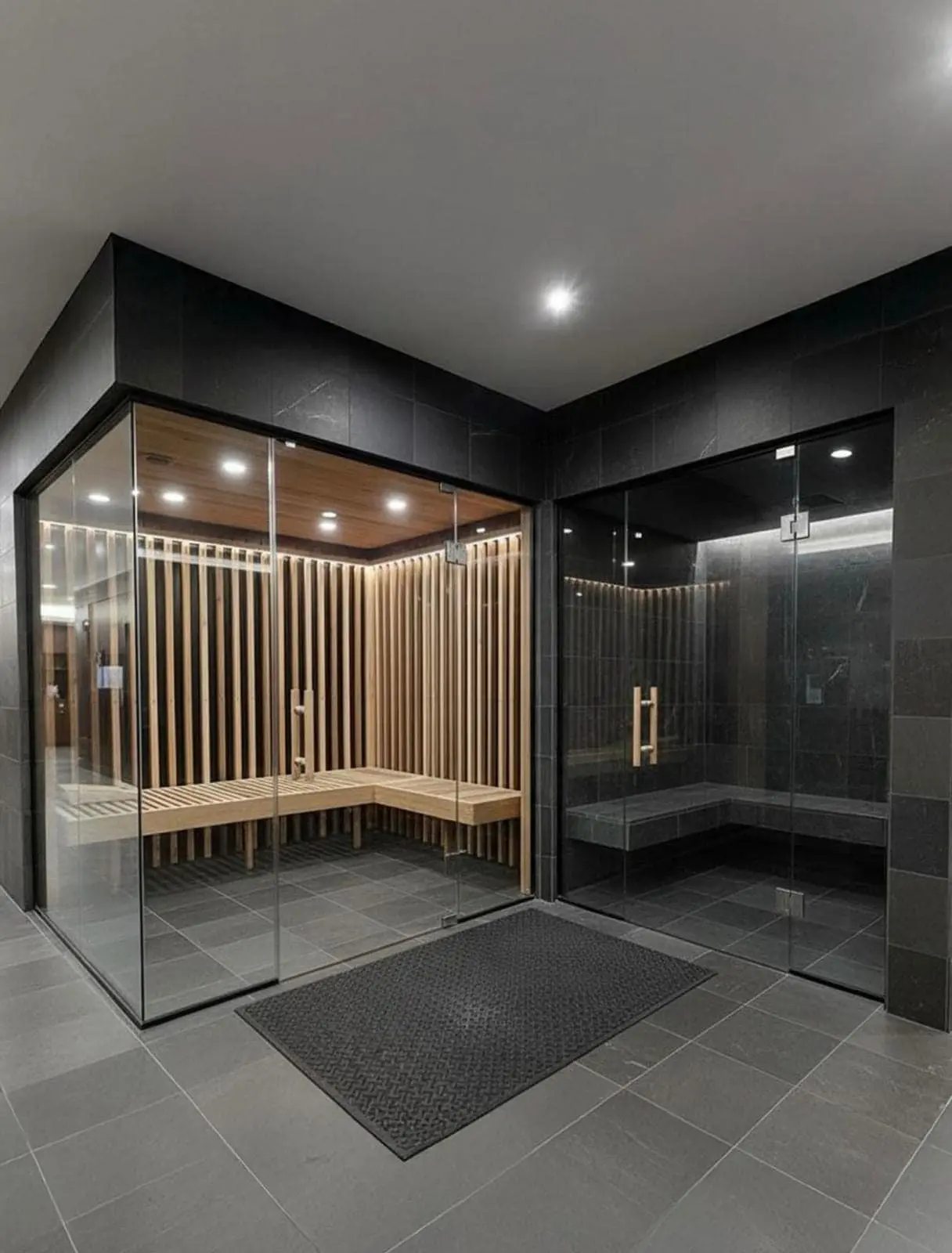 LED aydınlatmalı sauna